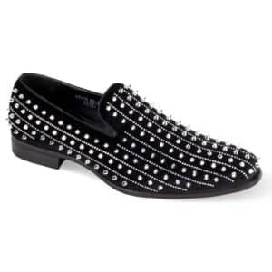 Spikes Prom Shoes, Black Shoes, Wedding Shoes, Shoes for Groom, Prom Shoes for Men, Black